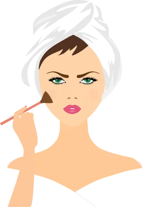 Elegant Beauty Routine Makeup Application Clipart Illustration