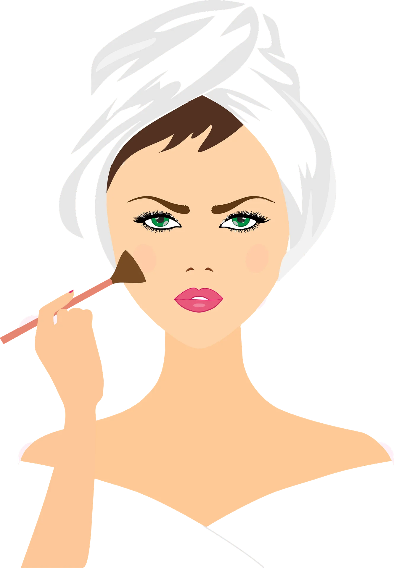 Elegant Beauty Routine Makeup Application Clipart Illustration