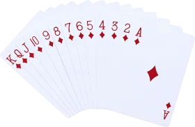 Elegant Diamond-Themed Playing Cards Clipart Spread in Soft White and Red