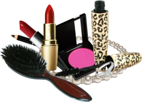 Glamorous Makeup Accessories Clipart Collection with Cosmetic Essentials