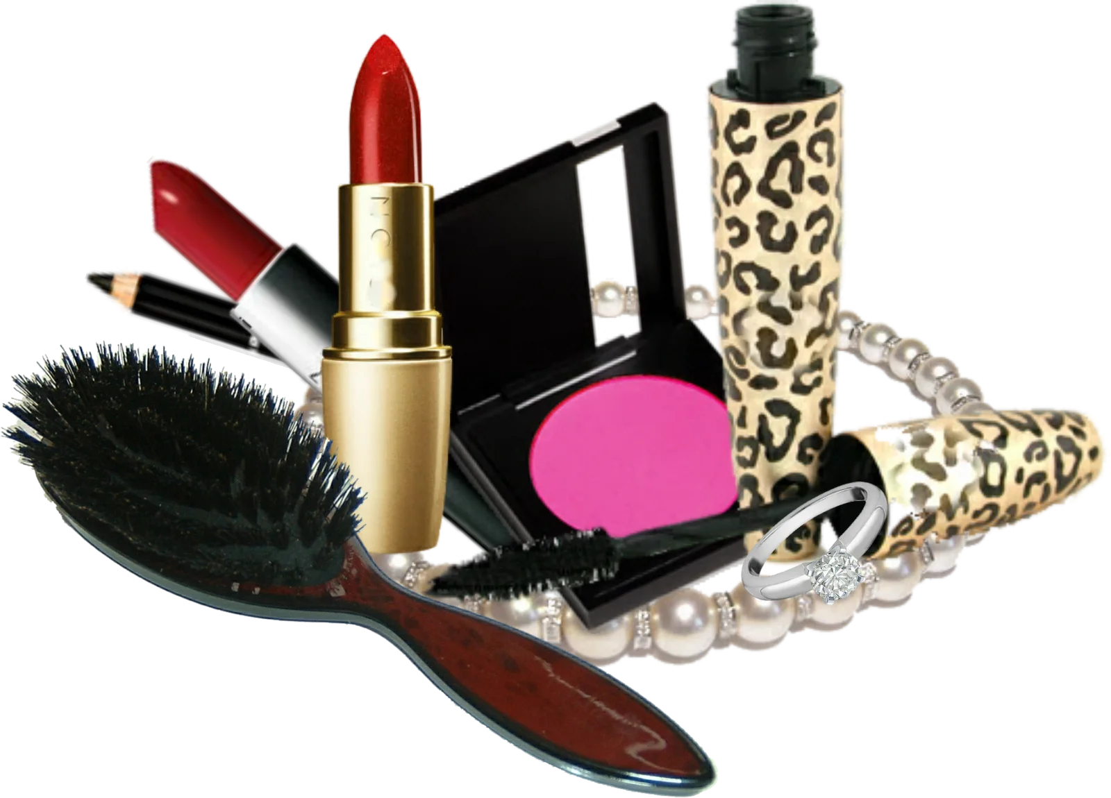 Glamorous Makeup Accessories Clipart Collection with Cosmetic Essentials