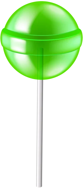 Glossy Lime Green Spherical Lollipop Clipart with Smooth Reflective Surface