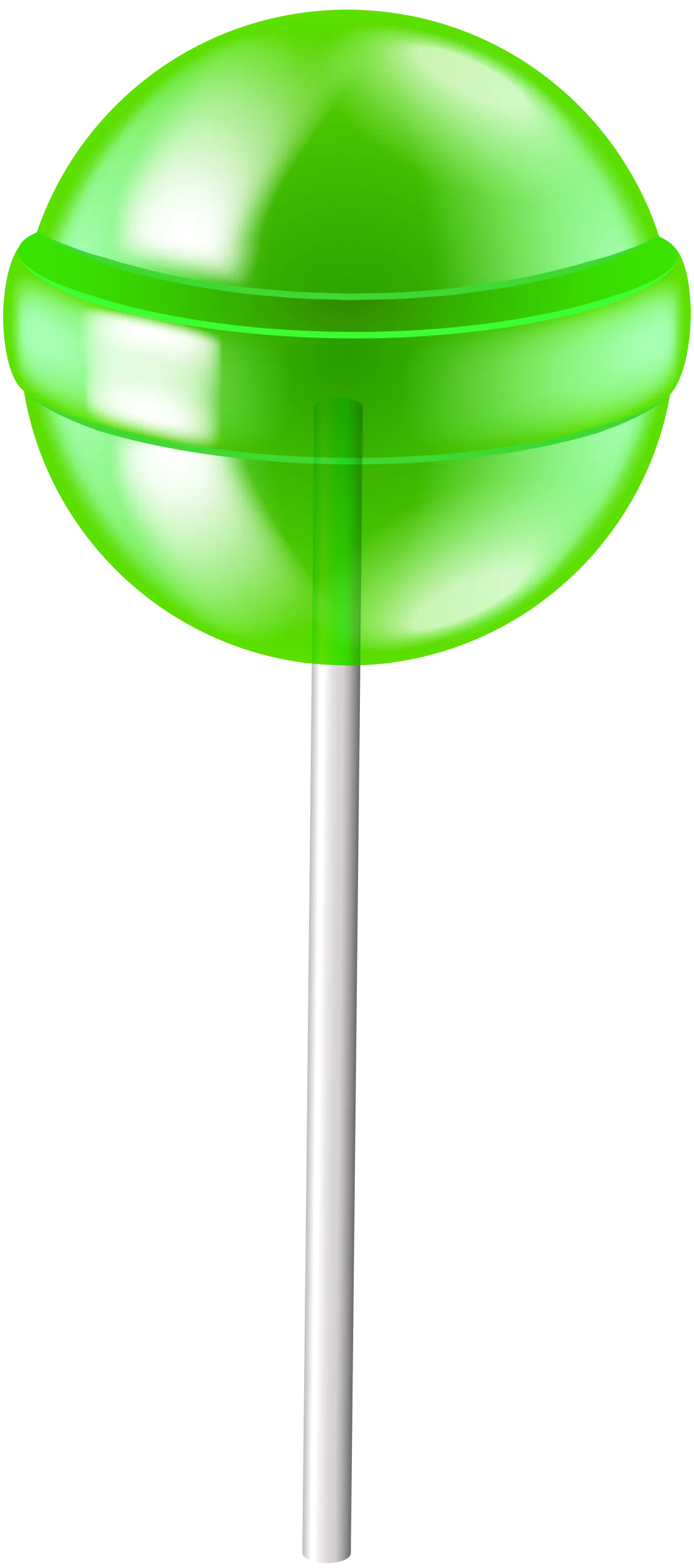 Glossy Lime Green Spherical Lollipop Clipart with Smooth Reflective Surface