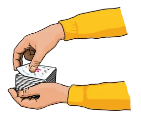 Hands Shuffling Playing Cards Clipart Illustration in Minimalist Style