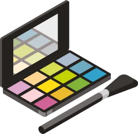 Isometric Makeup Palette Clipart with Diverse Color Eyeshadow Collection