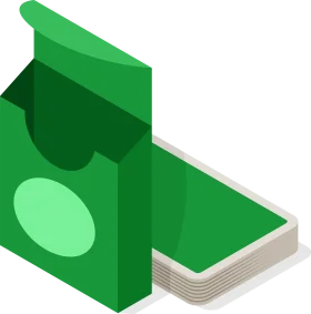 Minimalist Green Playing Cards Deck Packaging Clipart Design