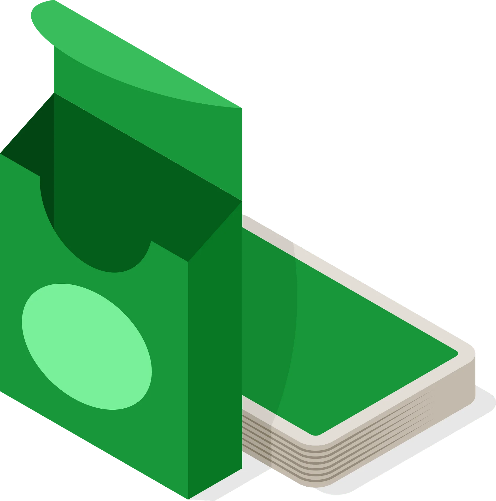 Minimalist Green Playing Cards Deck Packaging Clipart Design