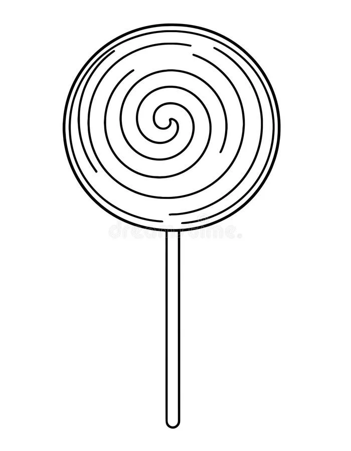 Monochrome Swirling Spiral Lollipop Clipart - Simple Linear Design