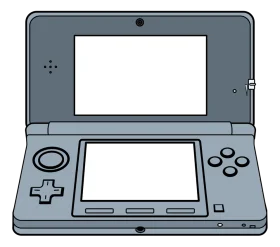 Nintendo 3DS Handheld Gaming Console Vintage Gray Clipart Illustration