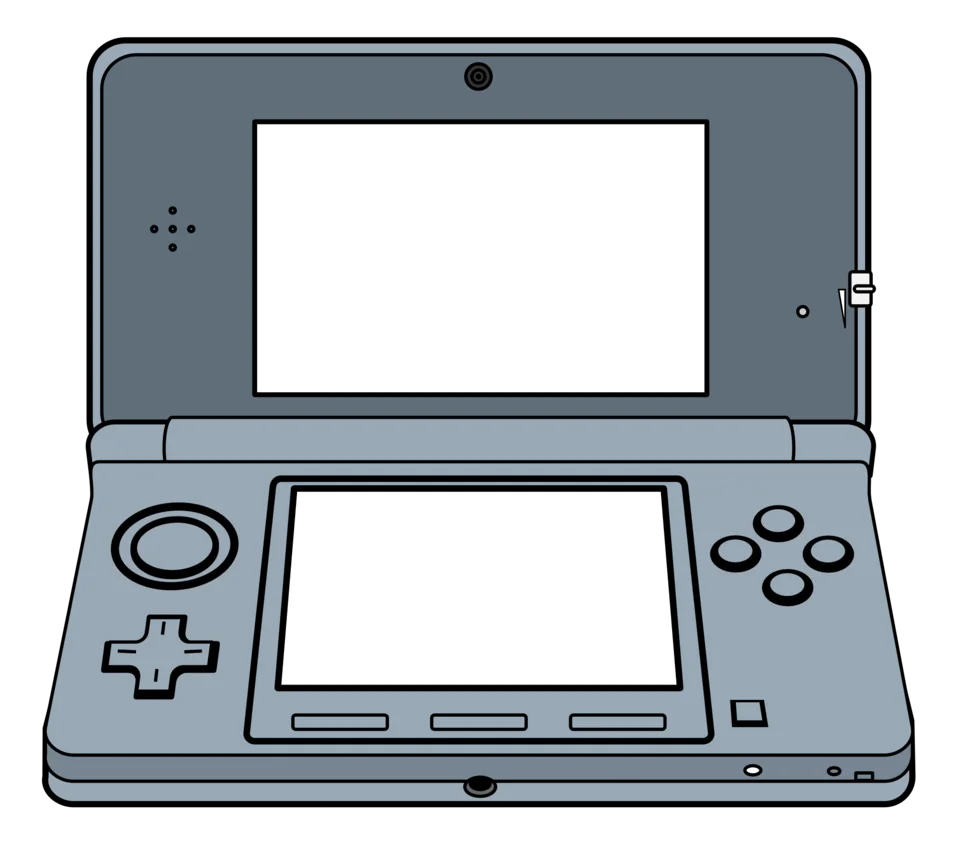Nintendo 3DS Handheld Gaming Console Vintage Gray Clipart Illustration