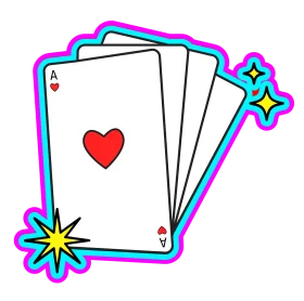 Playful Retro Ace of Hearts Playing Cards Clipart with Neon Outline