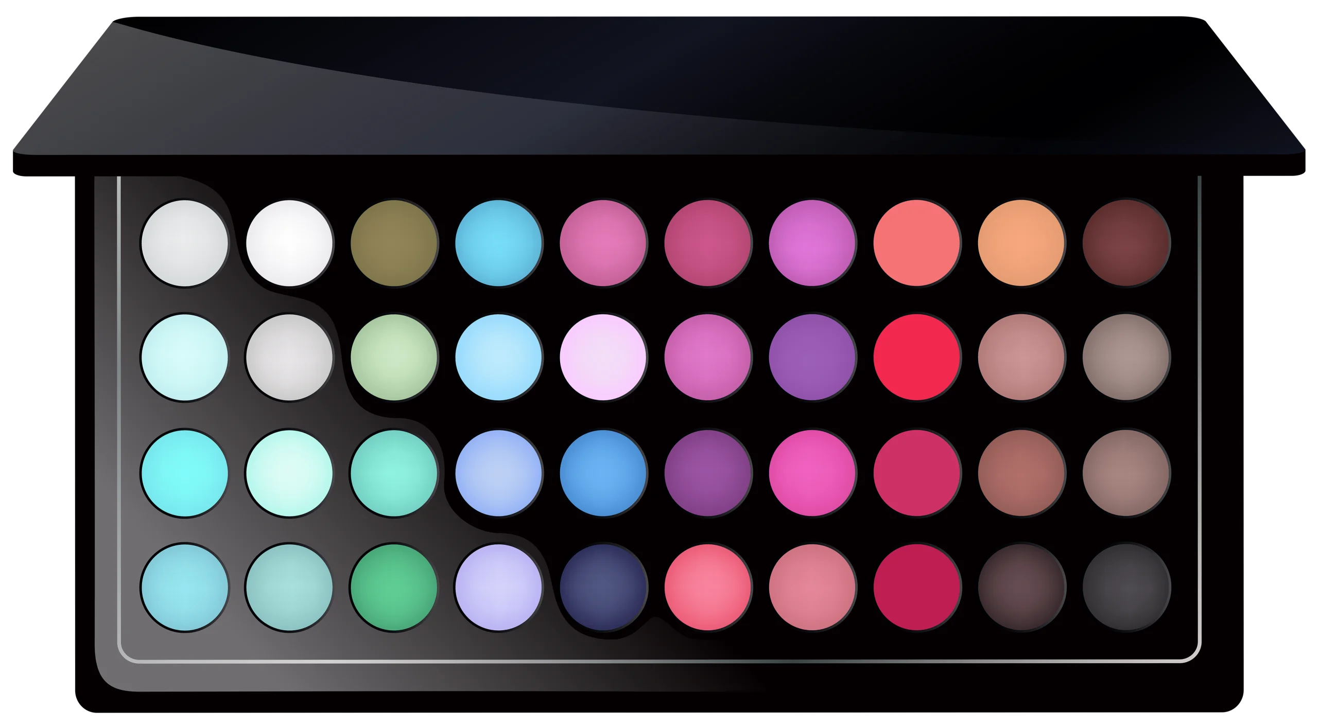 Professional Makeup Artist Eyeshadow Palette Clipart Design with Diverse Color Spectrum