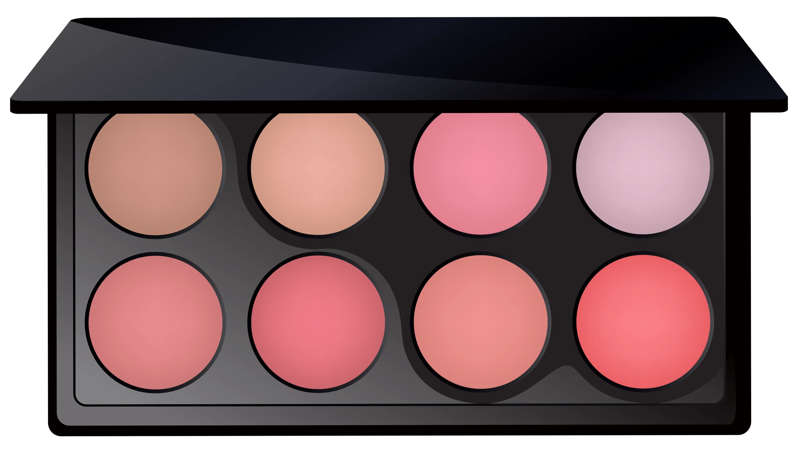 Professional Makeup Clipart Palette: Soft Blush Tones Cosmetic Color Collection