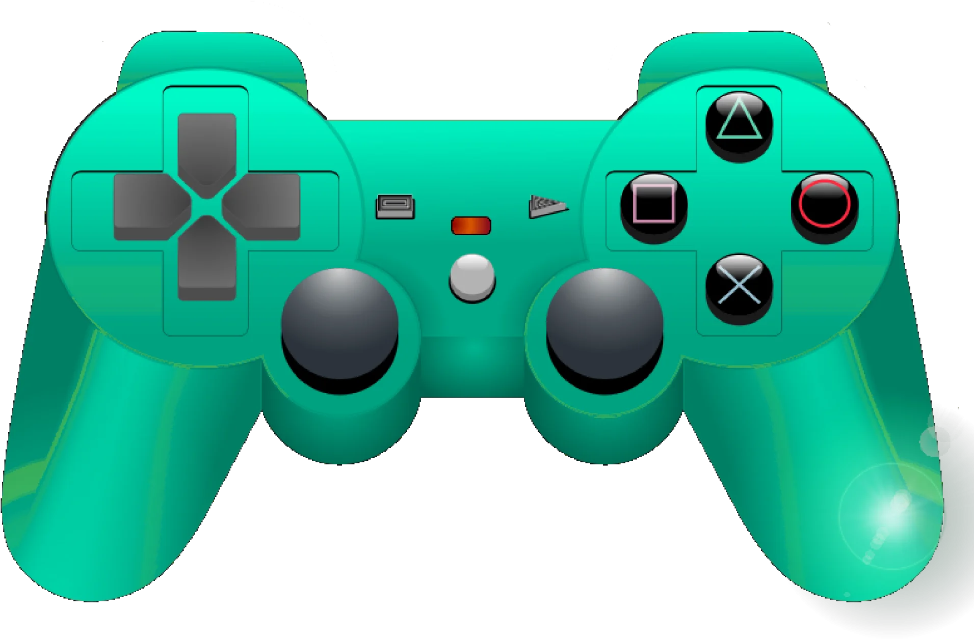 Retro Gaming Clipart: Iconic PlayStation 2 Emerald Green Controller Illustration