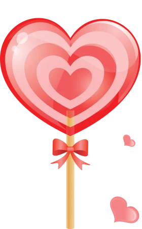Romantic Heart-Shaped Lollipop Clipart with Soft Pink Gradient Design
