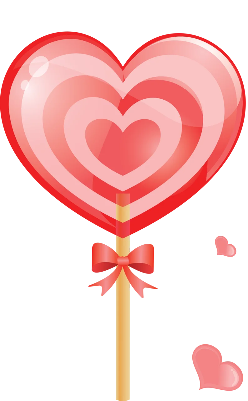 Romantic Heart-Shaped Lollipop Clipart with Soft Pink Gradient Design