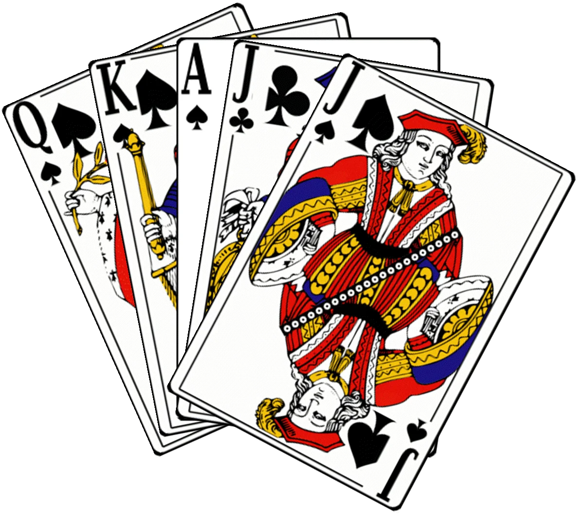 Royal Flush Poker Hand Clipart Illustration with Classic Playing Cards
