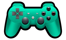 Sleek Teal PlayStation Controller Clipart Illustration for Gaming Designs