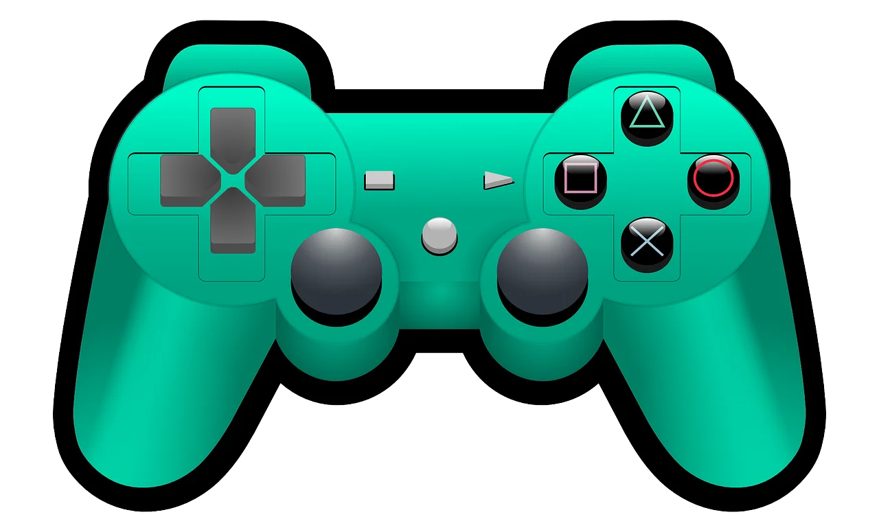 Sleek Teal PlayStation Controller Clipart Illustration for Gaming Designs