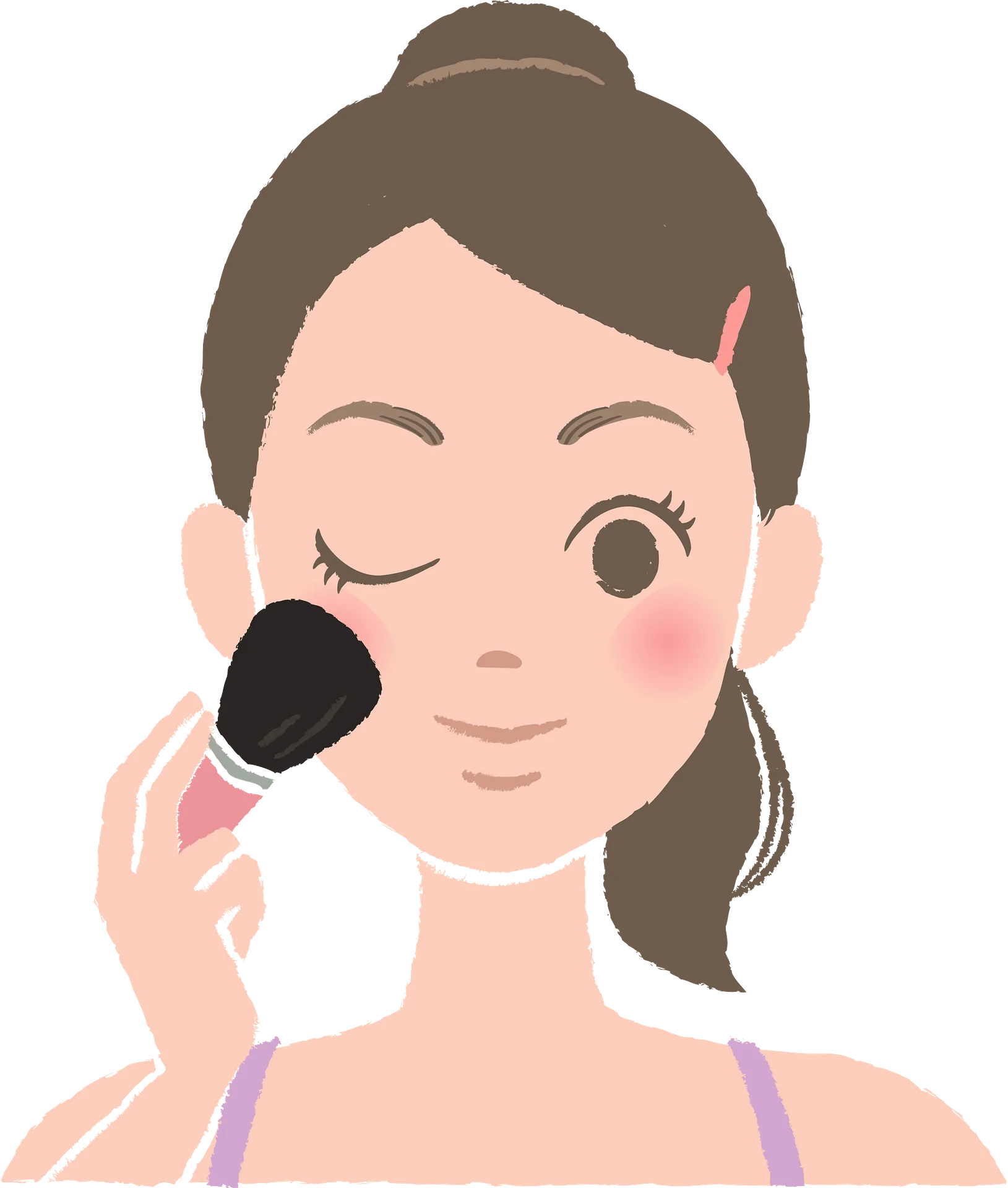 Soft-Toned Makeup Application Clipart Illustration of Gentle Cosmetic Technique