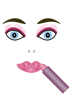Stylized Makeup Clipart with Expressive Blue Eyes and Pink Lips