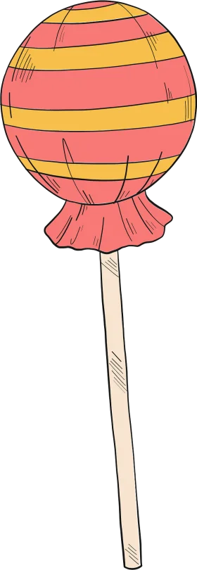 Whimsical Striped Round Lollipop Clipart with Playful Color Palette