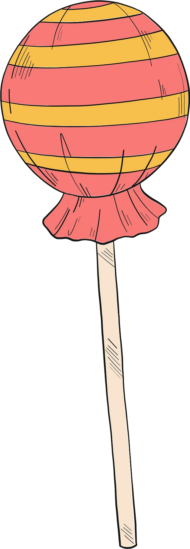 Whimsical Striped Round Lollipop Clipart with Playful Color Palette