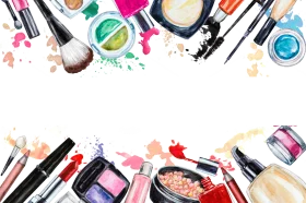 Cosmetic Essentials Clipart: A Colorful Explosion of Beauty Tools and Makeup