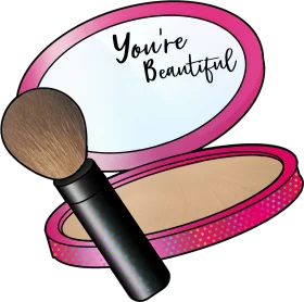 Glamorous Makeup Compact with Powder Brush Cosmetic Clipart Design