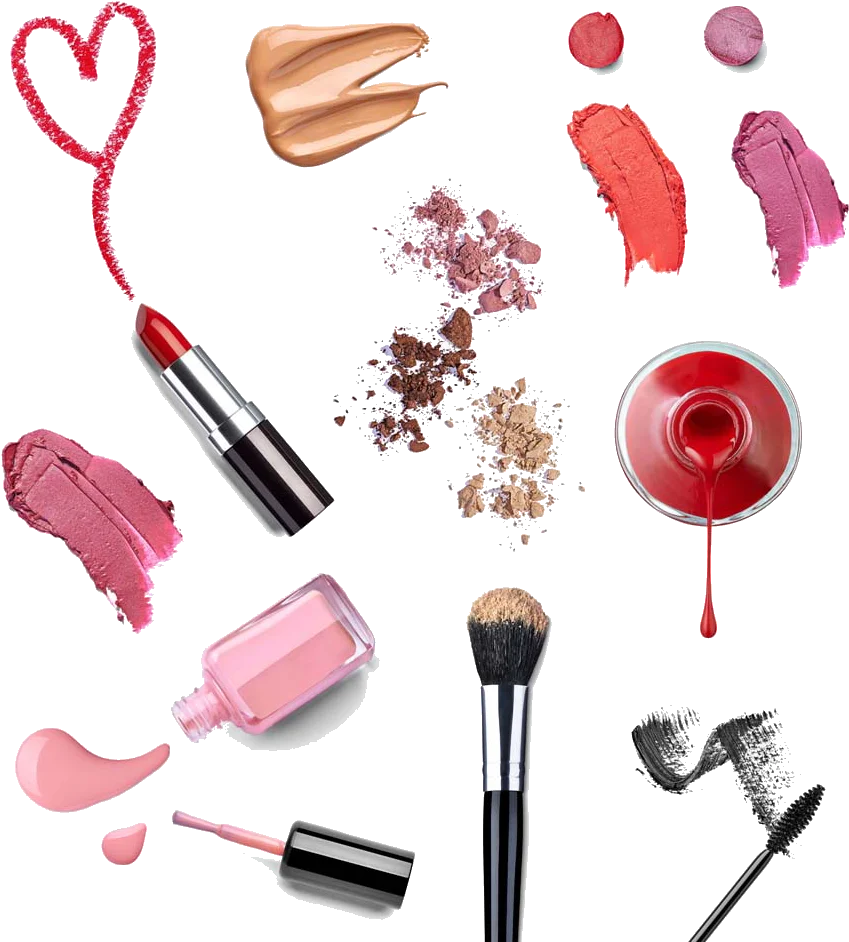 Glamorous Makeup Essentials Clipart: Beauty Tools and Color Palette Showcase