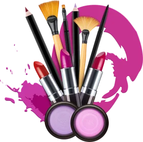 Professional Makeup Artists Tools and Cosmetics Stylish Clipart Design