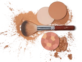 Soft Nude Makeup Brushes and Powder Clipart Composition on Clean Background