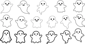 Adorable Cartoon Ghost Clipart Collection - Cute Halloween Spirit Illustrations