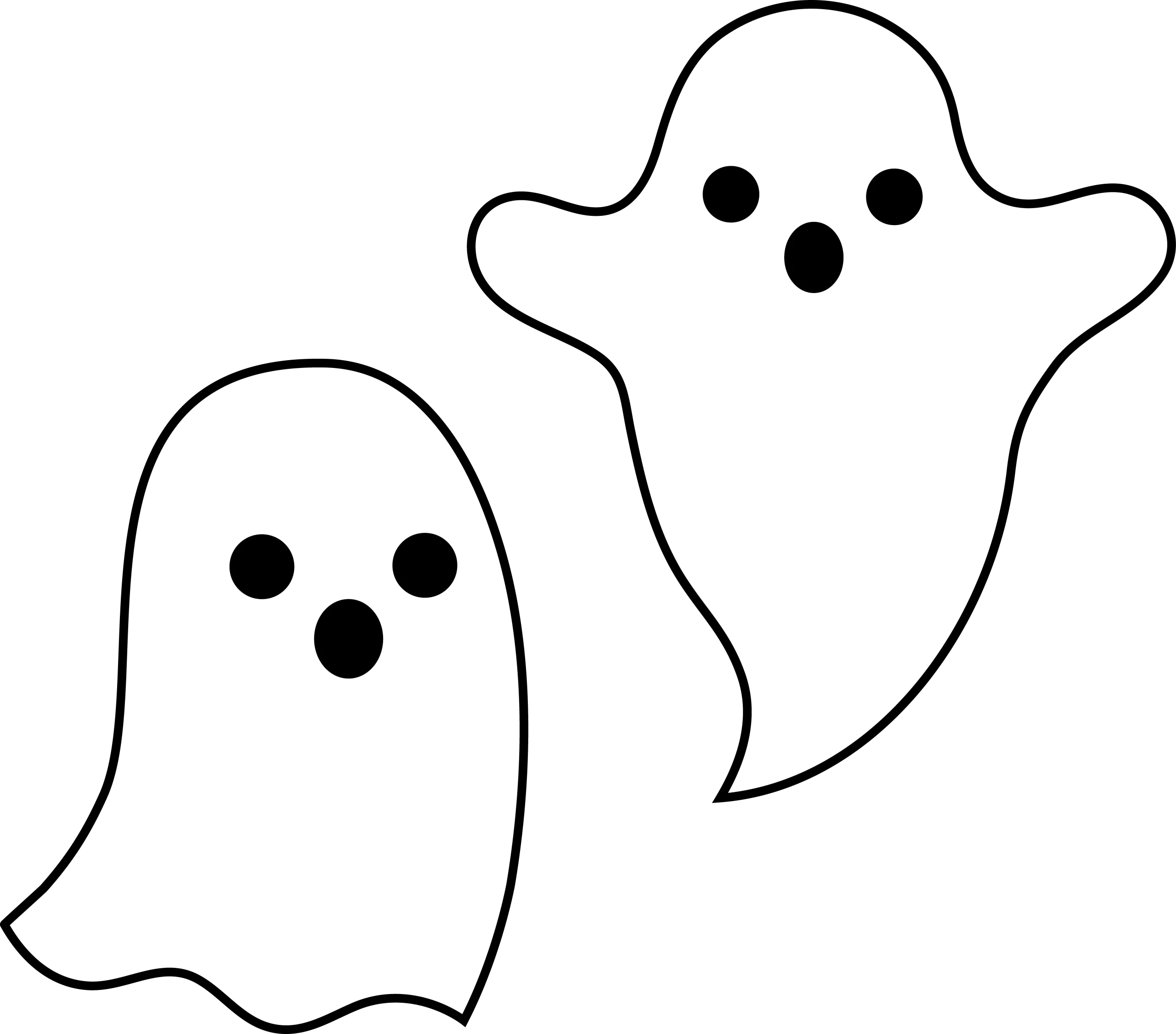 Adorable Friendly Halloween Ghosts Clipart: Cute Spooky Cartoon Characters