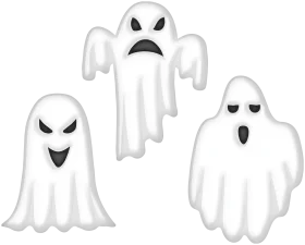 Spooky and Haunting White Ghost Clipart Collection with Eerie Expressions