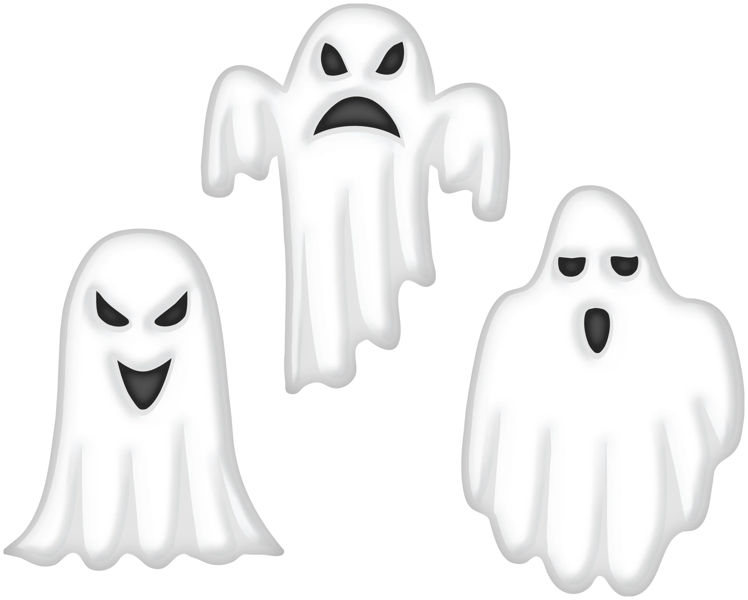 Spooky and Haunting White Ghost Clipart Collection with Eerie Expressions