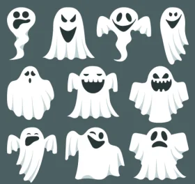 Spooky Halloween Ghost Clipart Collection: Cute and Playful Spectral Designs
