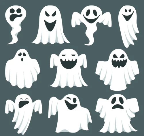 Spooky Halloween Ghost Clipart Collection: Cute and Playful Spectral Designs