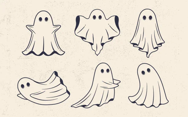Whimsical Hand-Drawn Spooky Ghost Clipart Collection for Halloween Design