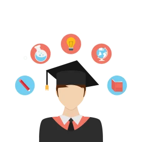 Academic Achievement Clipart: Graduation Success and Learning Icons Illustration