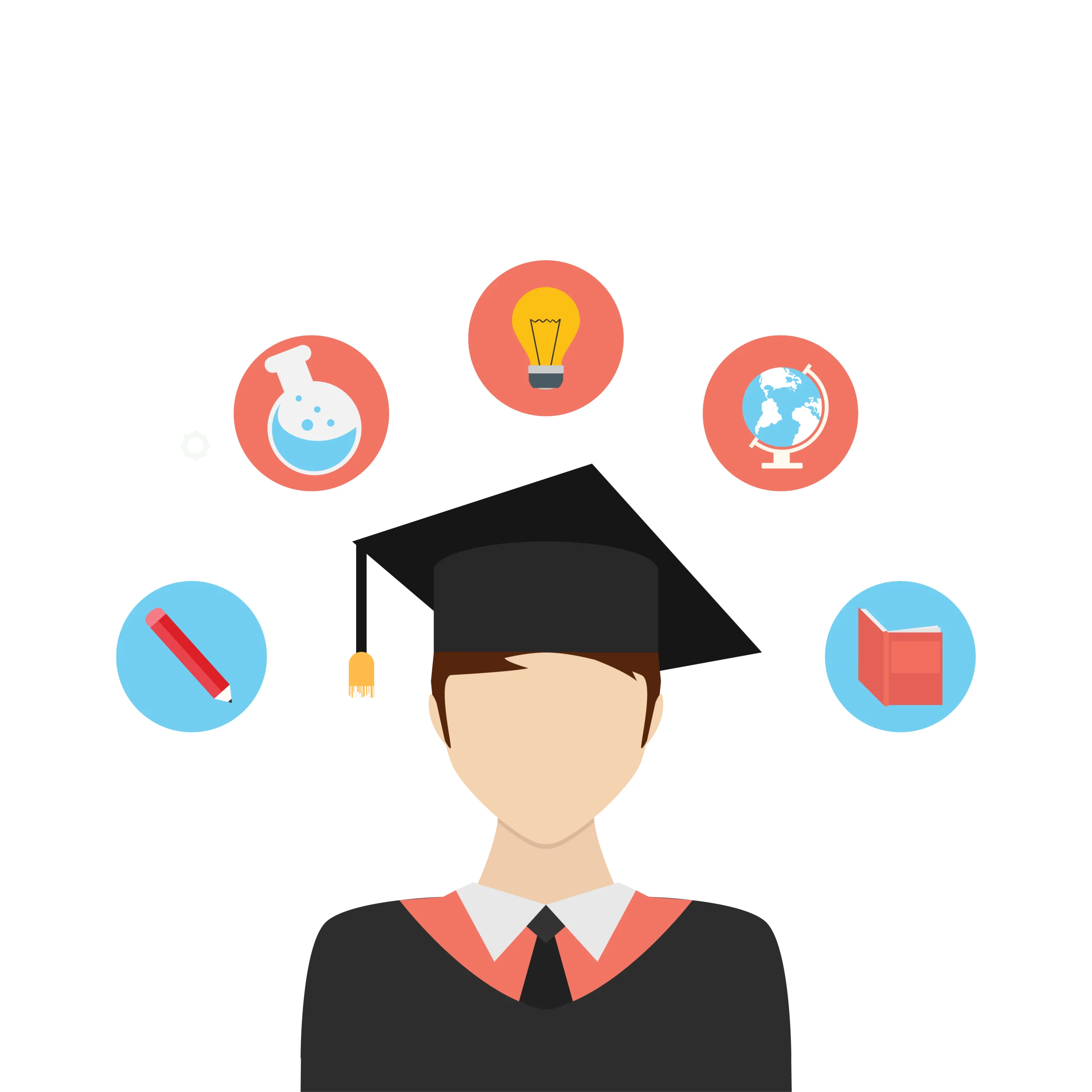 Academic Achievement Clipart: Graduation Success and Learning Icons Illustration