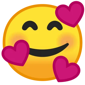 Adorable Smiling Emoji Clipart with Magenta Hearts Expressing Warm Affection