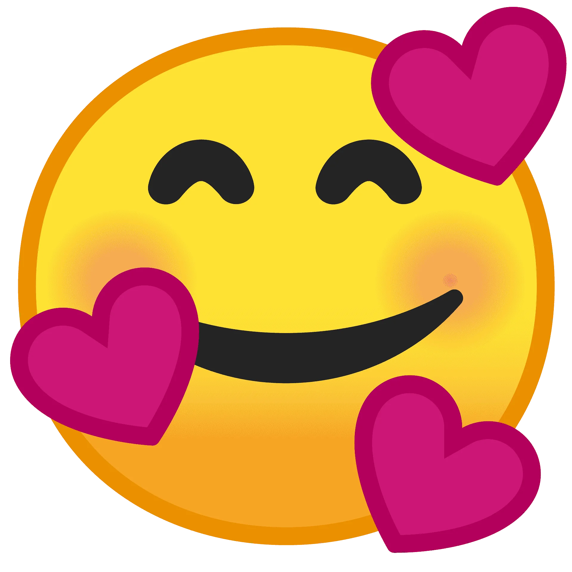 Adorable Smiling Emoji Clipart with Magenta Hearts Expressing Warm Affection