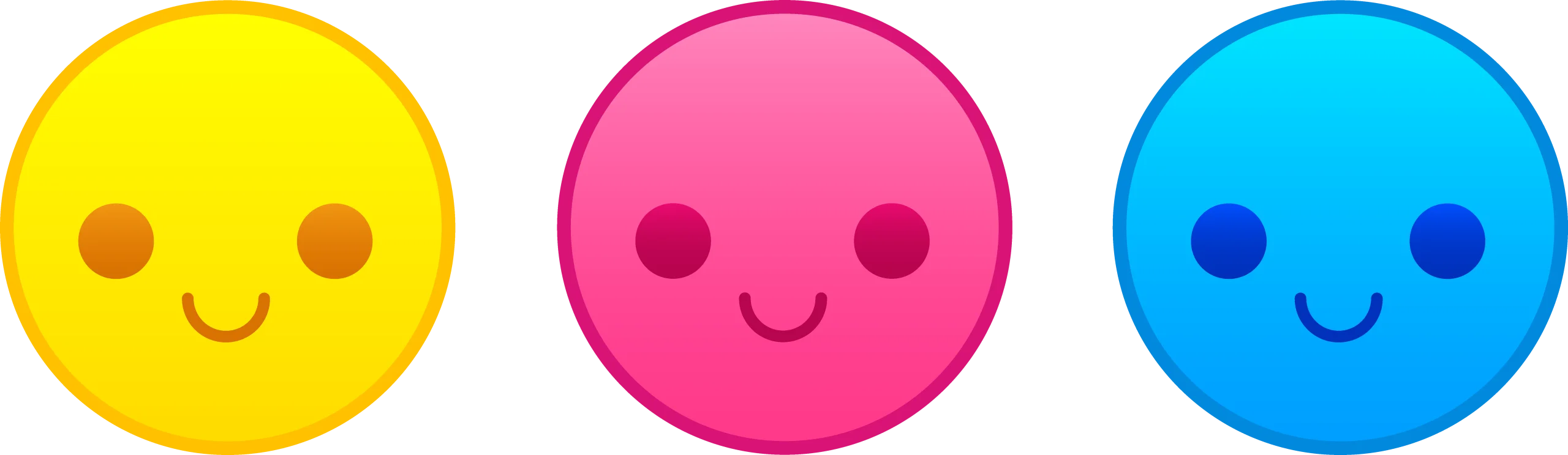 Adorable Three-Color Smiley Face Clipart Collection with Cheerful Expressions