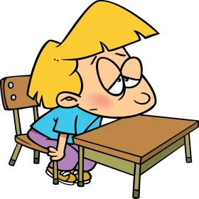 Bored Elementary School Student Cartoon Clipart Illustration of Classroom Frustration