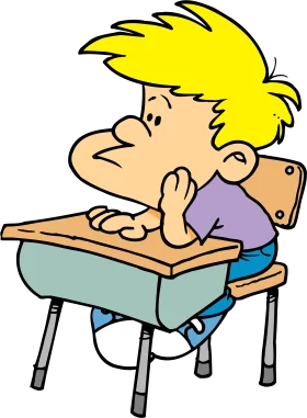 Bored Student Daydreaming at School Desk - Funny Cartoon Clipart Illustration
