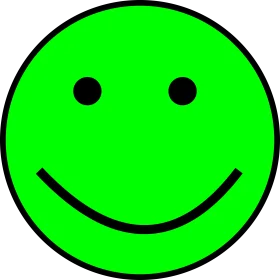 Bright Neon Green Smiley Face Clipart with Simple Cheerful Expression
