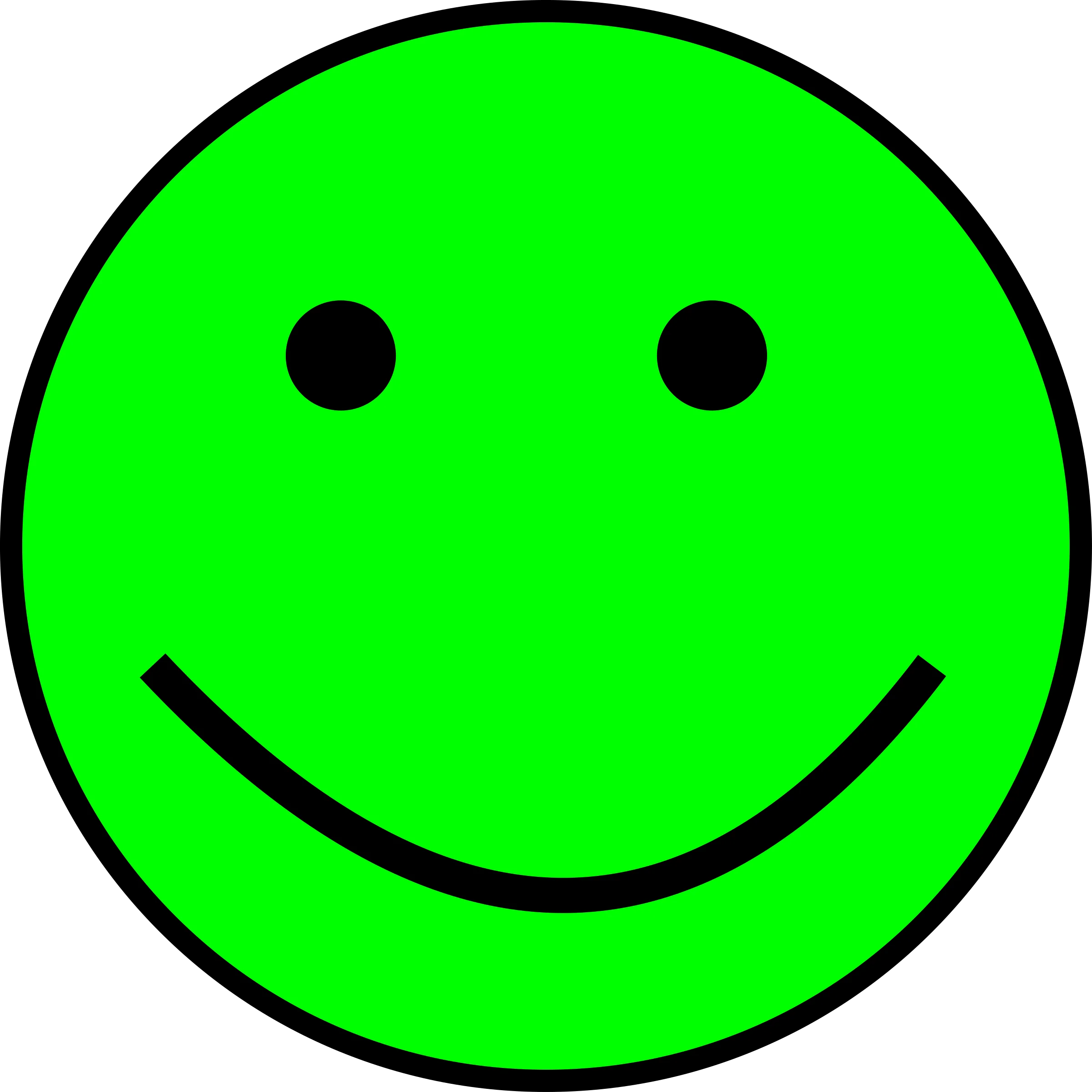 Bright Neon Green Smiley Face Clipart with Simple Cheerful Expression