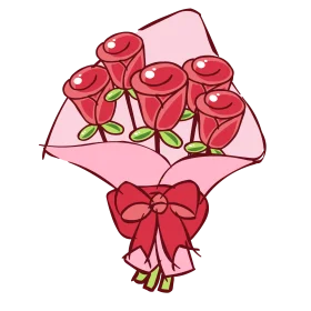 Charming Romantic Red Roses Animation Bouquet with Elegant Ribbon Artwork