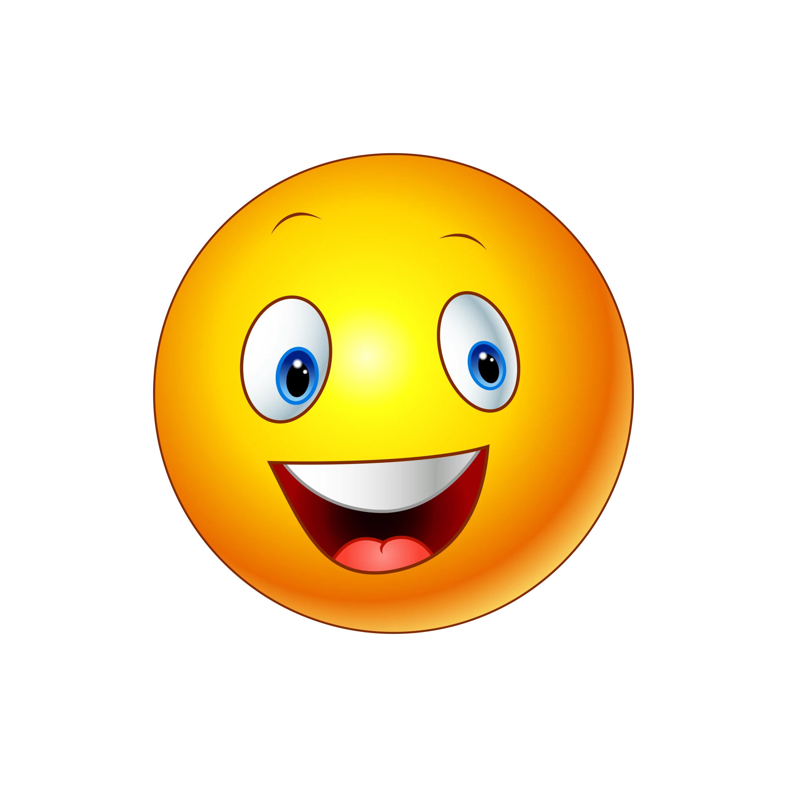 Cheerful Animated Emoji Clipart with Radiant Facial Expression and Blue Eyes